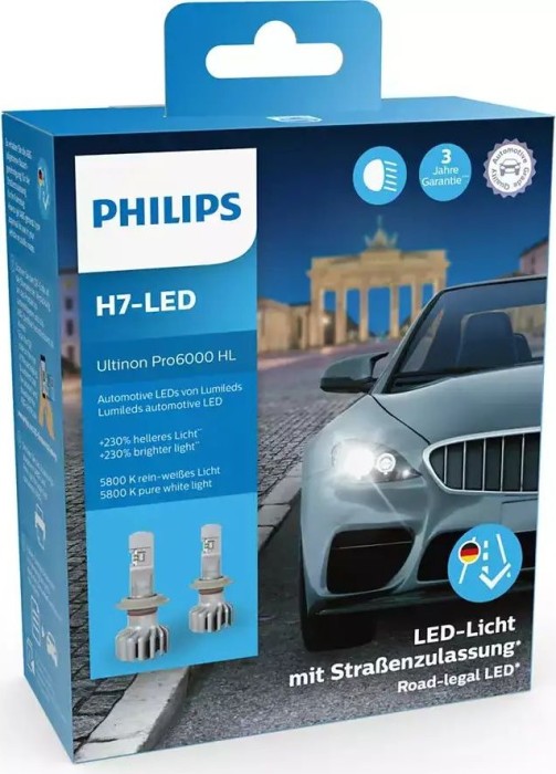 Philips Ultinon Pro6000 H7-LED 55W, 2er-Pack Box