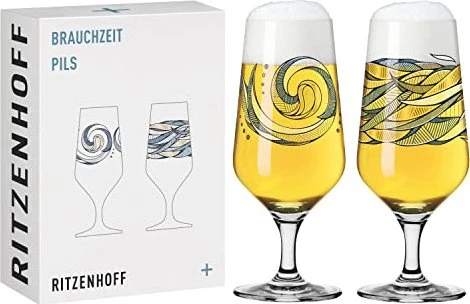 Ritzenhoff Verre à Boire Universel 600 Ml Série Brauchzeit N°2 - Lot De 2, Design Bière Coloré Made In Germany
