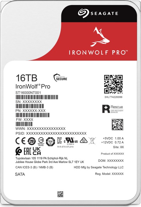 Seagate IronWolf Pro NAS HDD +Rescue 16TB, SATA 6Gb/s