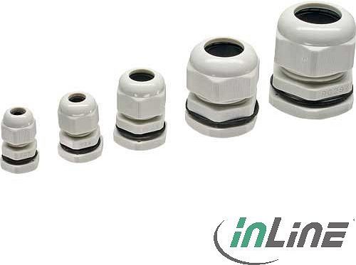 InLine przeprowadzenie kabla nylon IP68 18-25mm, 10 sztuk, szary