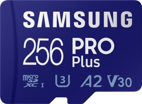 Samsung PRO Plus R160/W120 microSDXC 256GB Kit, UHS-I U3, A2, Class 10 (MB-MD256KA/EU)