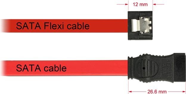 DeLOCK Flexi SATA 6Gb/s przewód czerwony 0.2m, prosty/prosty