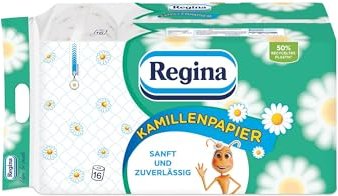 Regina Kamillenpapier 3-lagig Toilettenpapier weiß, 16 Rollen