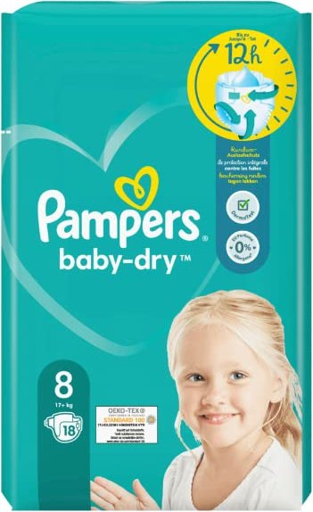 Pampers Baby-Dry Gr.8 Einwegwindel, 17+kg, 18 Stück