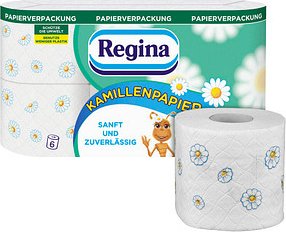 Regina Kamillenpapier 3-lagig Toilettenpapier weiß, 6 Rollen