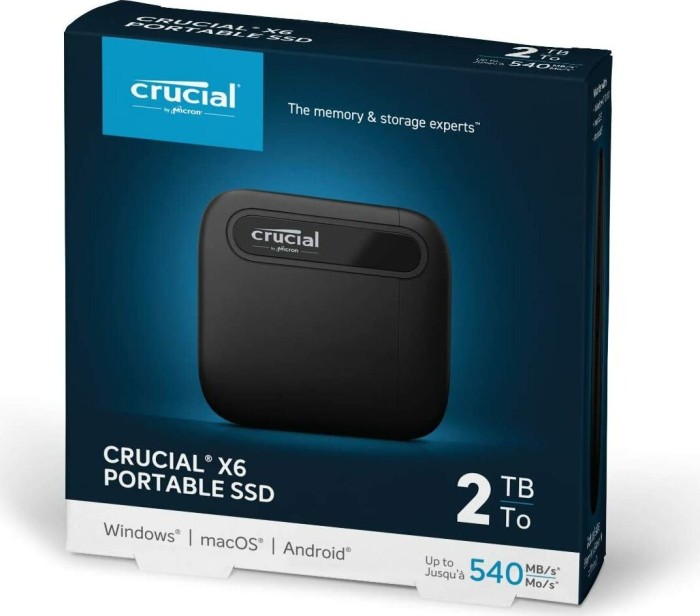 Crucial X6 Portable SSD 2TB, USB-C 3.1