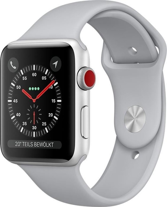 Apple Watch Series 3 (GPS + Cellular) Aluminium 42mm silber mit Sportarmband nebelgrau
