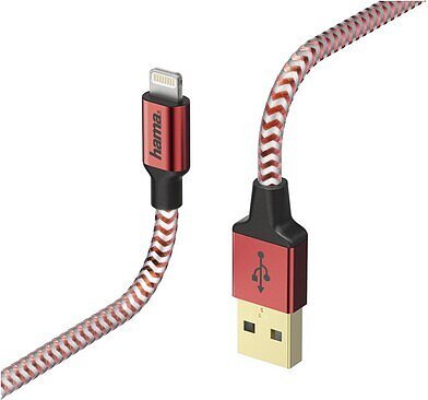 Hama Lade-/Datenkabel Reflective Lightning/USB-A 1.5m rot