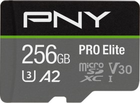 PNY Pro Elite R100/W90 microSDXC 256GB Kit, UHS-I U3, A2, Class 10