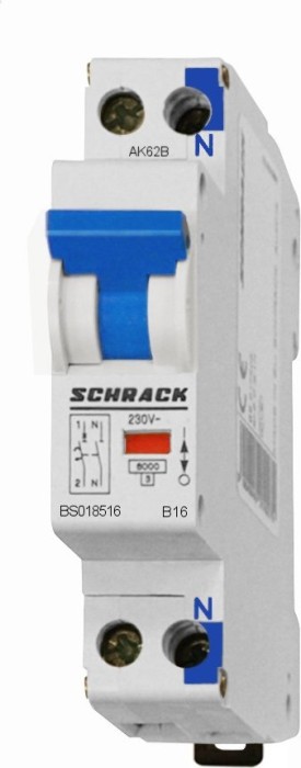Schrack Sicherungsautomat, Kennlinie B, 16A, 1+N, 1TE