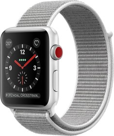 Apple Watch Series 3 (GPS + Cellular) Aluminium 42mm silber mit Sport Loop muschelweiß (MQKQ2ZD/A)