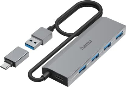 Hama hub USB, 4x USB-A 3.0, 1x USB-A 3.0 [wtyczka]