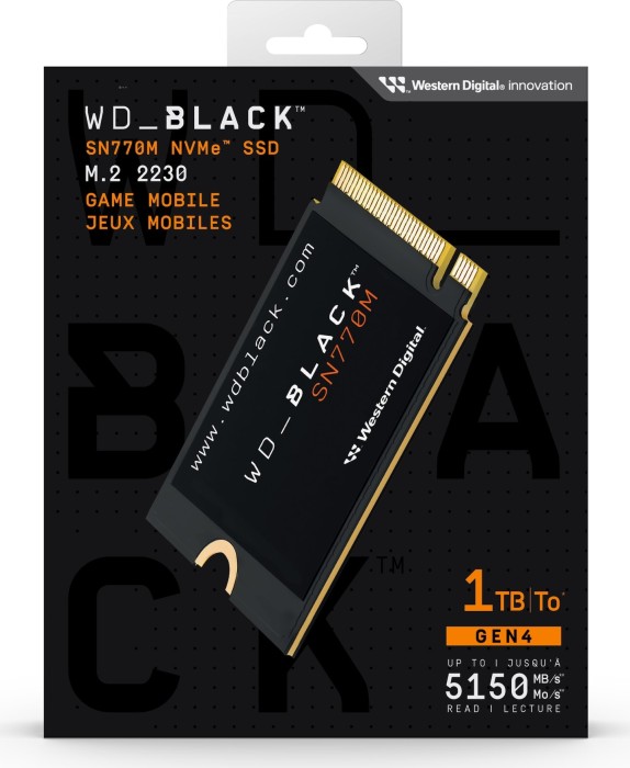 Western Digital WD_BLACK SN770M NVMe SSD 1TB, M.2 2230 / M-Key / PCIe 4.0 x4
