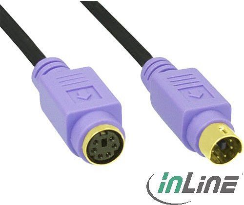 InLine PS/2 przedłużenie wtyczka na gniazdko 2m, PC99, czarny/fioletowy