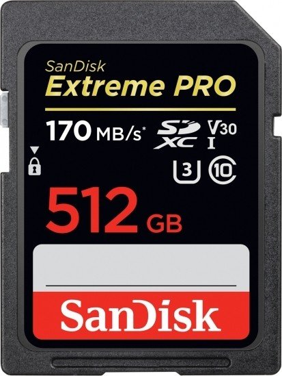 SanDisk Extreme PRO R170/W90 SDXC 512GB, UHS-I U3, Class 10