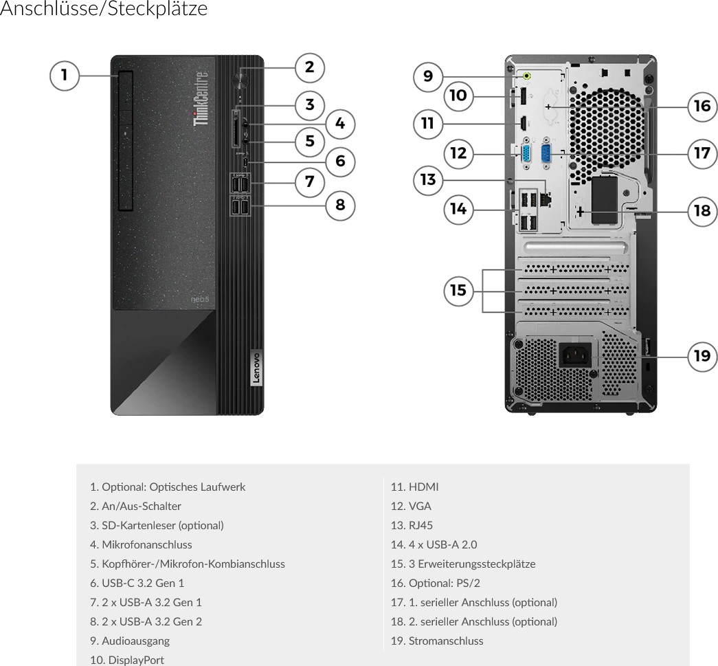 Lenovo ThinkCentre Neo 50t Tower, Core i5-12400, 8GB RAM, 256GB 