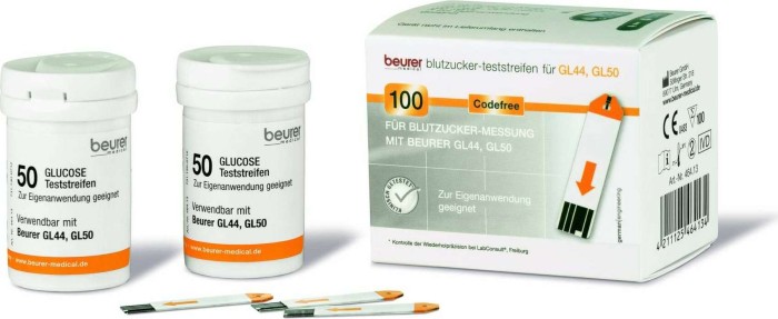 Beurer Blutzucker-Teststreifen für GL 44/50/50 evo, 100 Stück (2x 50 Stück)