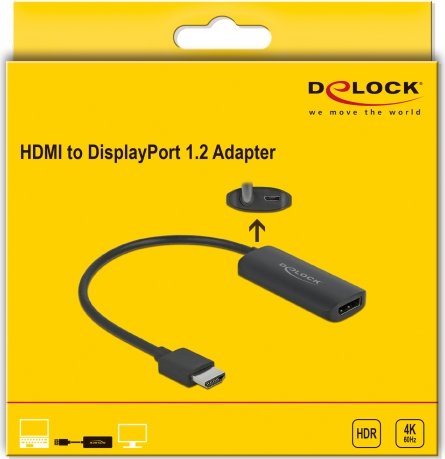 DeLOCK DisplayPort 1.2 [Buchse]/HDMI [Stecker] Adapterkabel, 24cm