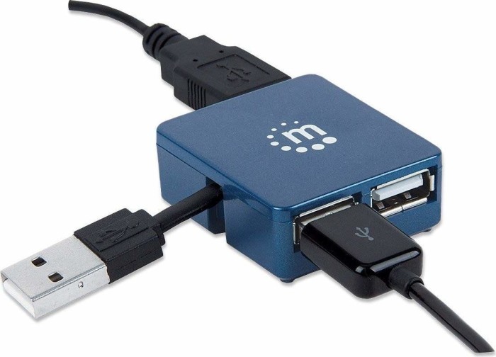 Manhattan Micro hub USB, 4x USB-A 2.0, USB-A 2.0 [wtyczka]