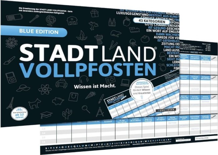 Stadt Land Vollpfosten - Blue Edition