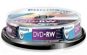Philips DVD-RW 4.7GB, 4x, 10-pack