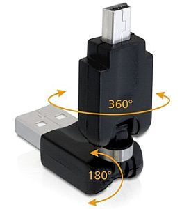 DeLOCK USB 2.0 adapter, USB-A [wtyczka] na mini-B [wtyczka], z przegub obrotowy