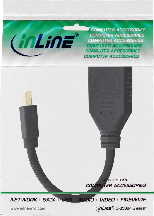 InLine Mini Displayport [Buchse] auf Displayport [Stecker] Adapter schwarz