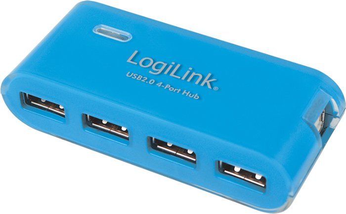 LogiLink niebieski hub USB, 4x USB-A 2.0, USB-B 2.0 [gniazdko]