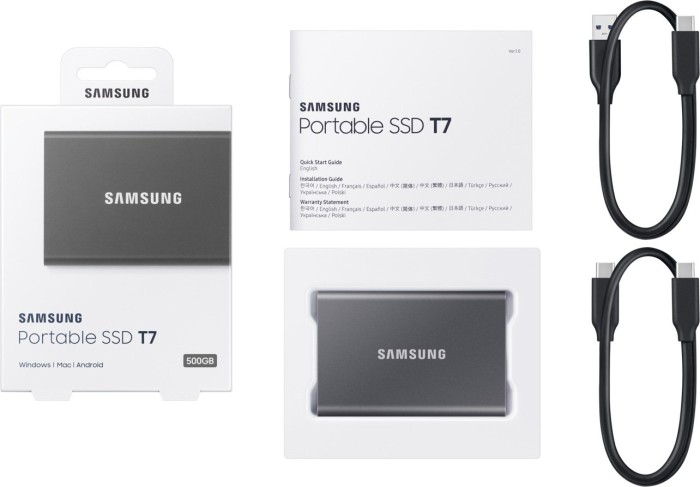 Samsung Portable SSD T7 grau 500GB, USB-C 3.1