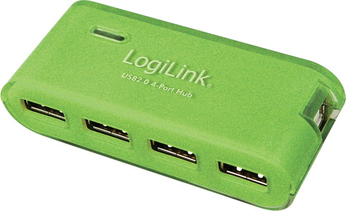 LogiLink zielony hub USB, 4x USB-A 2.0, USB-B 2.0 [gniazdko]