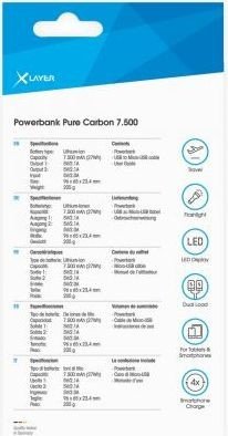 XLayer Powerbank Pure Carbon 7500 schwarz