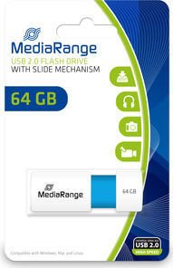 MediaRange USB Speicherstick Color Edition 64GB weiß/hellblau, USB 2.0