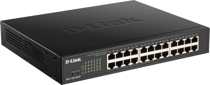 D-Link DGS-1100 Desktop Gigabit Smart Switch, 24x RJ-45, PoE+, V2