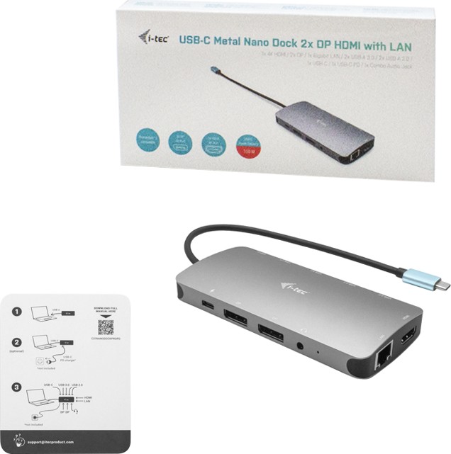 i-tec USB-C Metal Nano 3x Display Docking Station, USB-C 3.0 [Stecker]