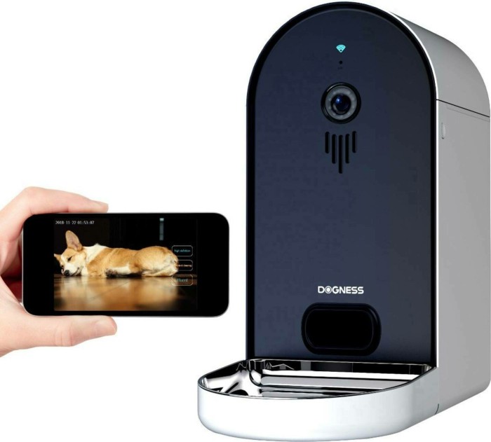 DOGNESS Smart-Cam Feeder automat karmiący do Katzen i psy, WLAN, kamera HD z noktowizor, sterowanie z aplikacji, pomarańczowy/niebieski