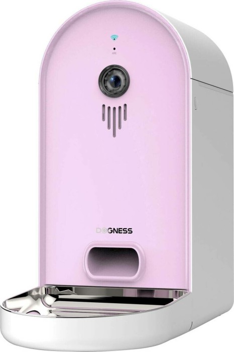 DOGNESS Smart-Cam Feeder Futterautomat für Katzen und Hunde, WLAN, HD-Kamera mit Nachtsicht, App-Steuerung, rosa/weiß