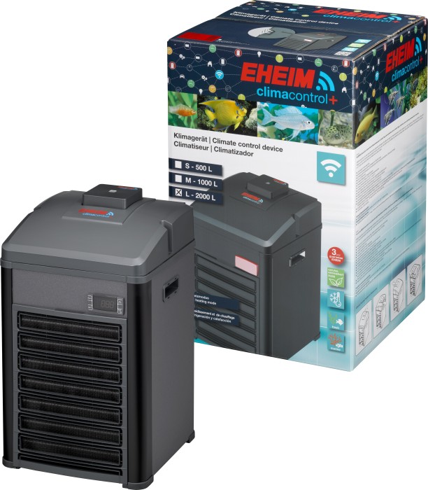 EHEIM climacontrol+ L Aquarienkühler/Aquarienheizung, Durchlauferhitzer und Durchlaufkühler mit Kompressor, WLAN, 2000l