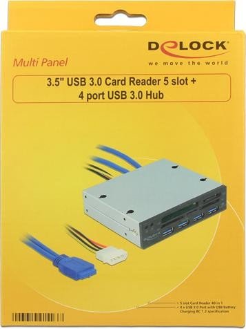 DeLOCK 3.5" USB 3.0 5 slot Multi-slot-Czytniki kart pamięci, USB 3.0 19-Pin nasadki [wtyczka]
