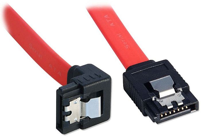 Lindy SATA Kabel mit Rastnase rot 0.7m, links/gerade