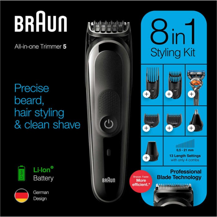 braun mgk5260 beard & hair trimmer grooming kit