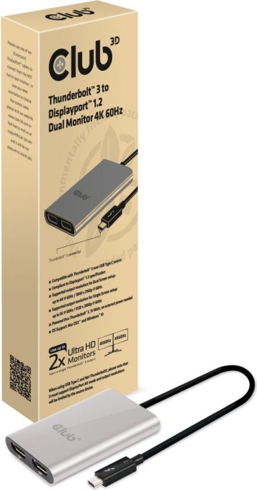 Club 3D Thunderbolt 3 auf 2x DisplayPort 1.2 4K60Hz M/F Adapter