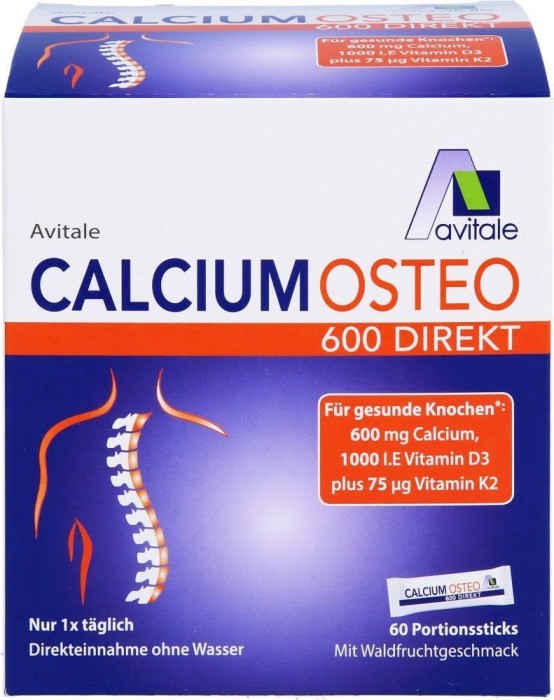 Avitale Calcium Osteo 600 Direkt Pulver Portionsbeutel, 60 Stück
