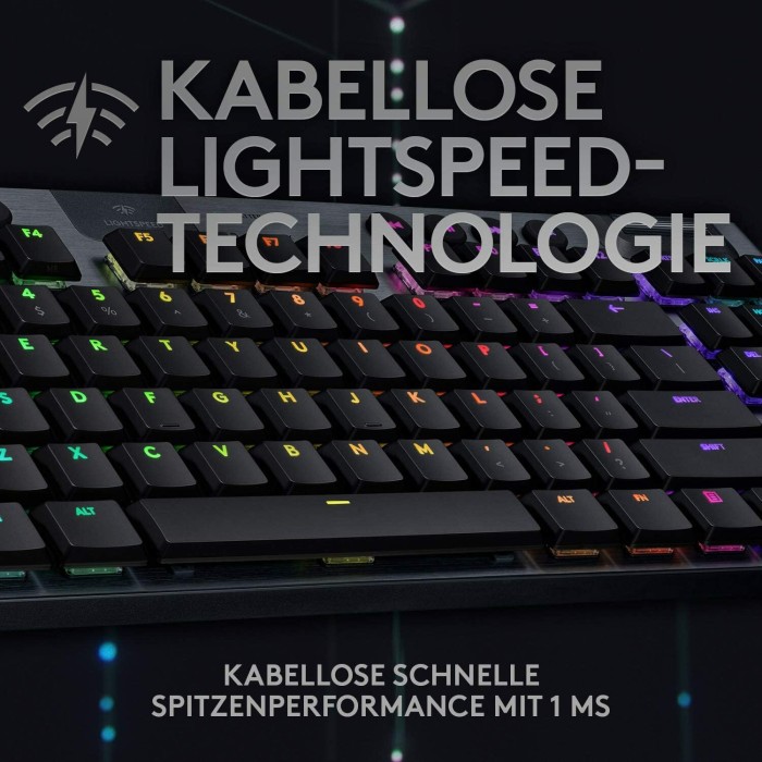 Logitech G915 TKL Carbon schwarz, LEDs RGB, GL Linear, USB/Bluetooth, DE