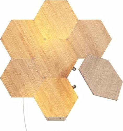 nanoleaf Elements Wood Look Hexagons Smart Lighting LED Panel Starterkit 7x 2W