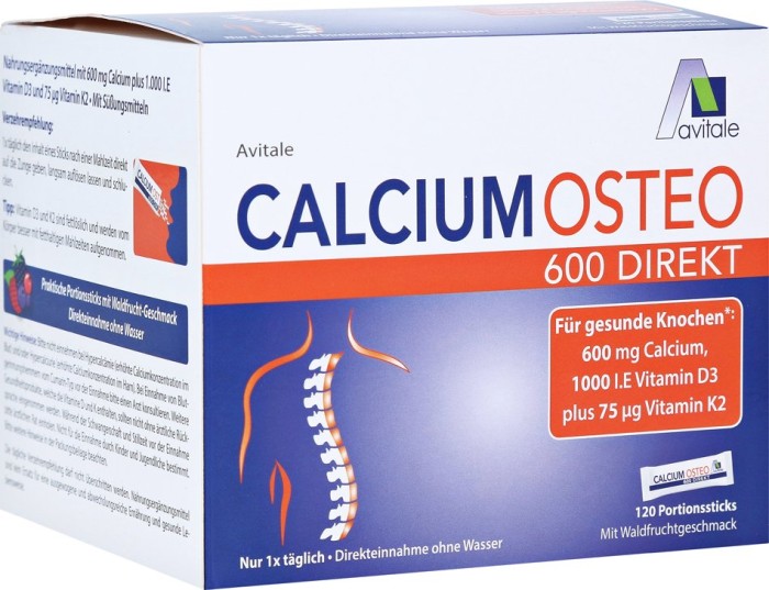 Avitale Calcium Osteo 600 Direkt Pulver Portionsbeutel, 120 Stück