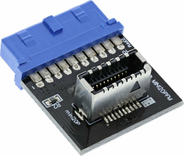 InLine USB 3.0 19-Pin auf USB 3.1 20-Pin Key-A Pfostenstecker intern