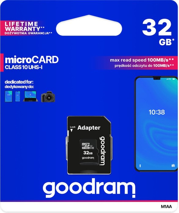 goodram M1AA microSDHC 32GB Kit, UHS-I, Class 10
