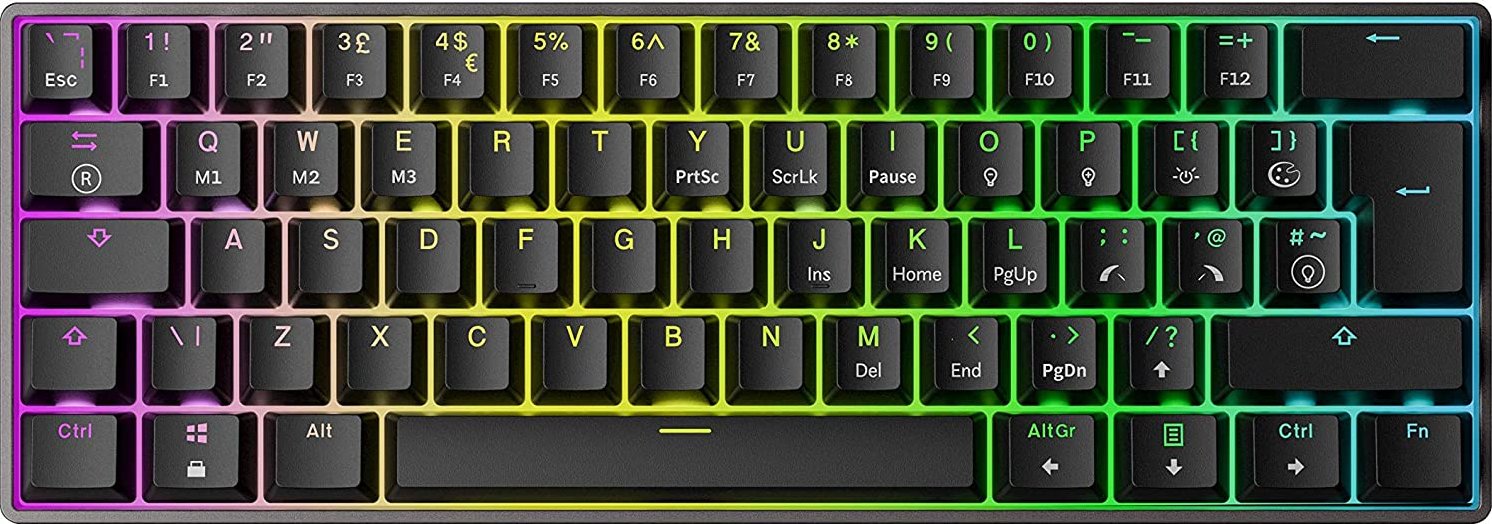 Weiß, Gateron Brown 62 Tasten Mehrfarbige RGB-LED-Hintergrundbeleuchtung für PC-/Mac-Spieler Mizar MZ60 Luna Hot-Swap Mechanische Gaming-Tastatur ISO Deutsches Layout 