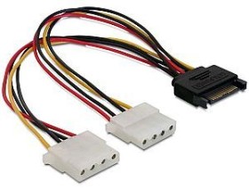 DeLOCK SATA-Stromadapter 15-Pin [SATA] auf 2x 4-Pin [IDE], Y-Kabel