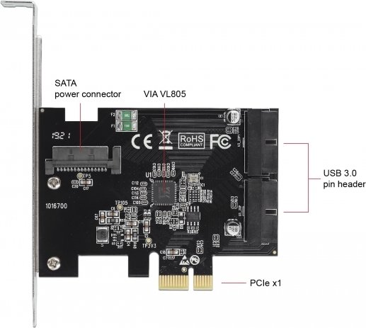 DeLOCK USB-Hub, 4x USB 3.0, PCIe 2.0 x1